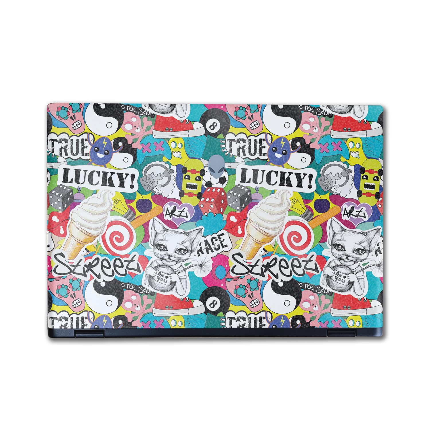Glossy Glitter Laptop Skin Compatible with Alienware M16 R2 (2024) - Sticker Bomb - Premium 3M Vinyl Protective Wrap Decal Cover - Easy to Apply | Crafted in The USA by MightySkins