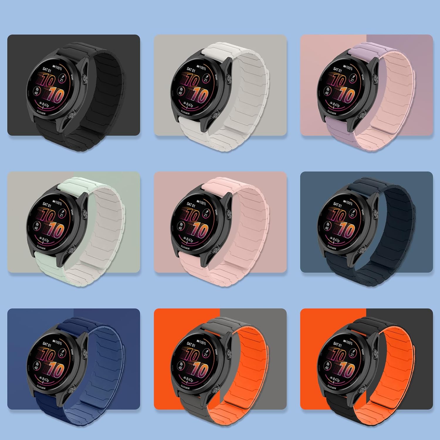 22mm Armband Kompatibel mit Garmin Venu 4/3 45mm/vivoactive 4/Venu 2, Wearable Ersatzarmband Magnetes Silikon für garmin Forerunner 265/255 /255 Music/570 47mm - 8