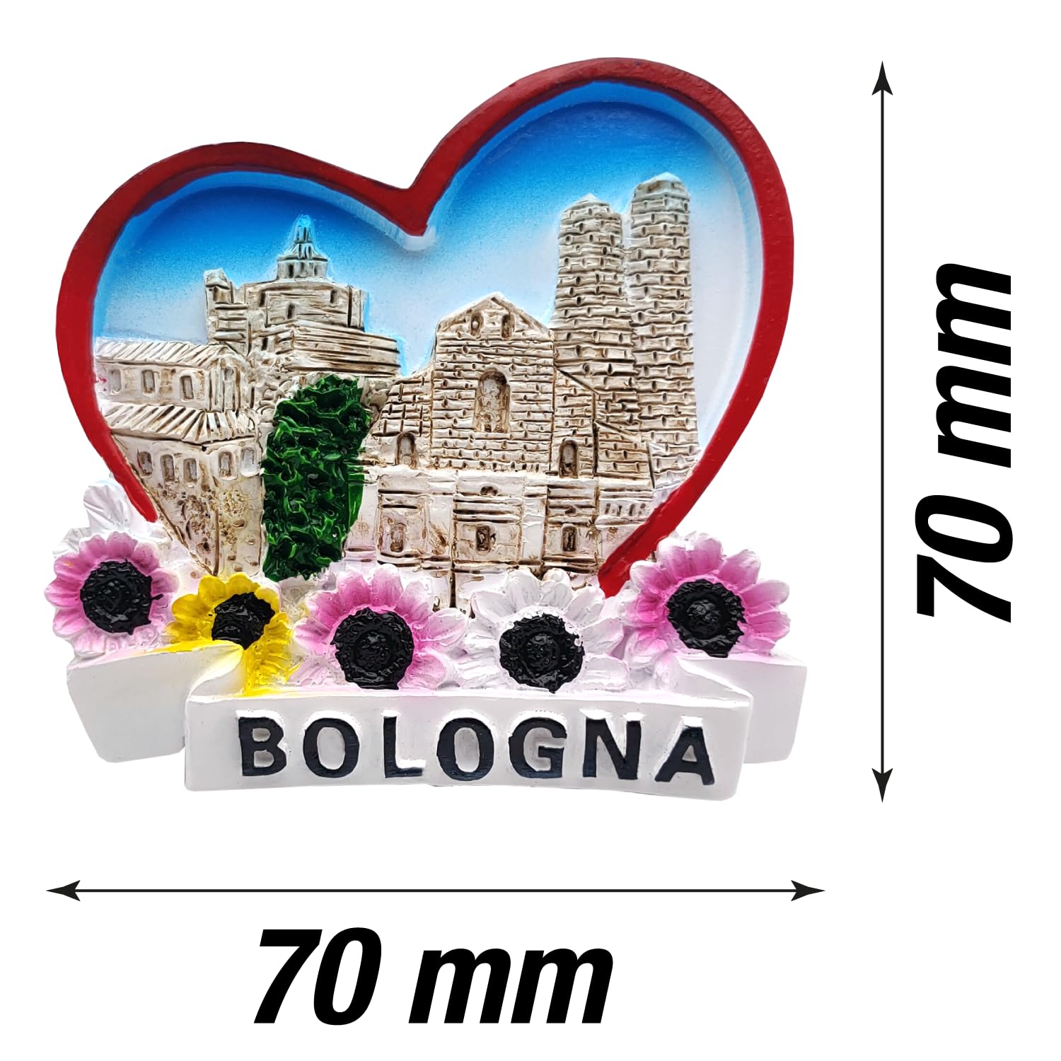 Leddy Living Italian Vintage Style Decorative Magnet, City of Bologna, Italy Flag Fridge Magnet, Small, Green / White / Red - Image 3