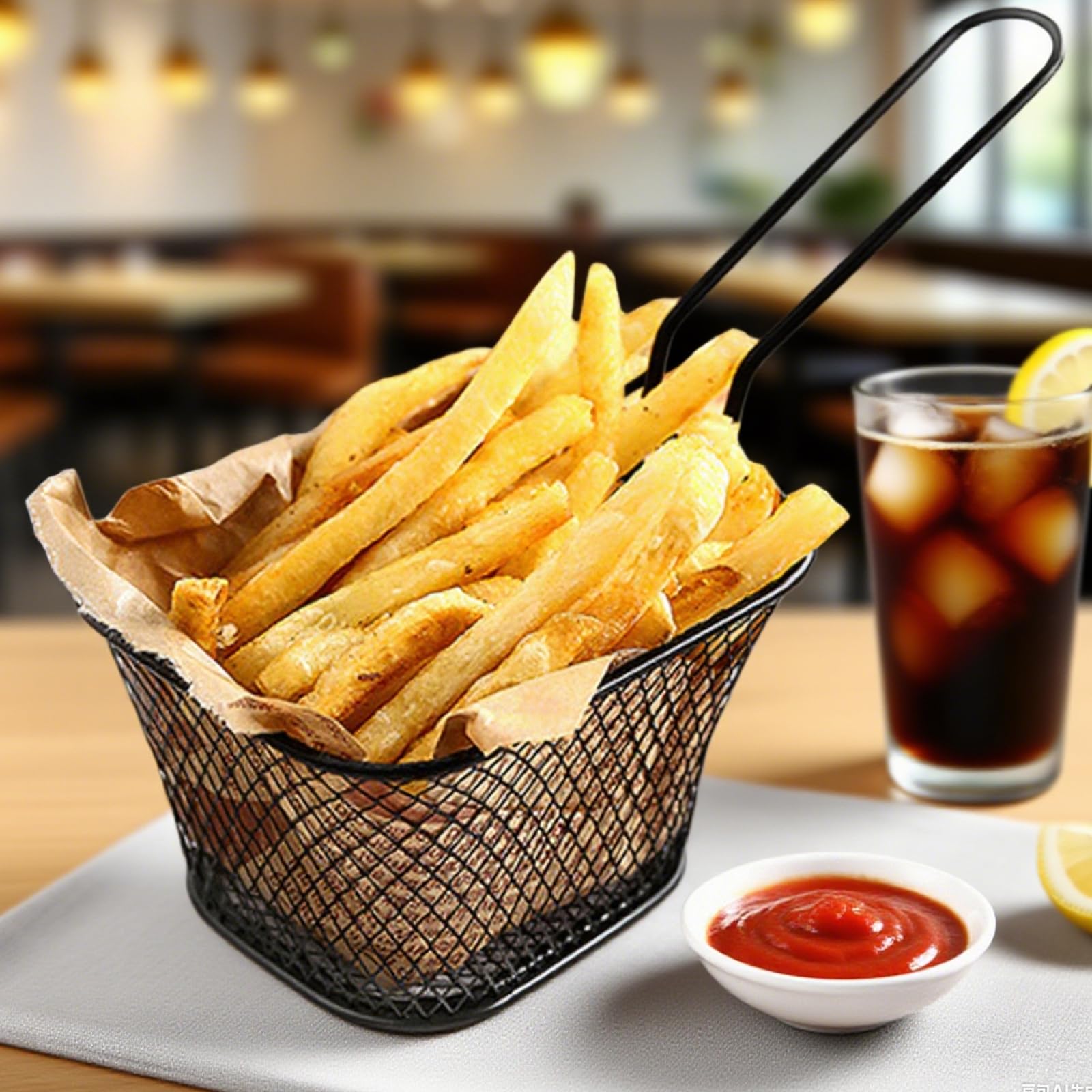 Cestini Per Patatine Fritte, 12 Pezzi Cestini Per Friggere, Cestello Per Friggere, Piccoli Cestino In Acciaio Inox, Mini-Cestini Da Portata Con Manico, Cestino Per Patatine Fritte, Anelli Di Cipolla