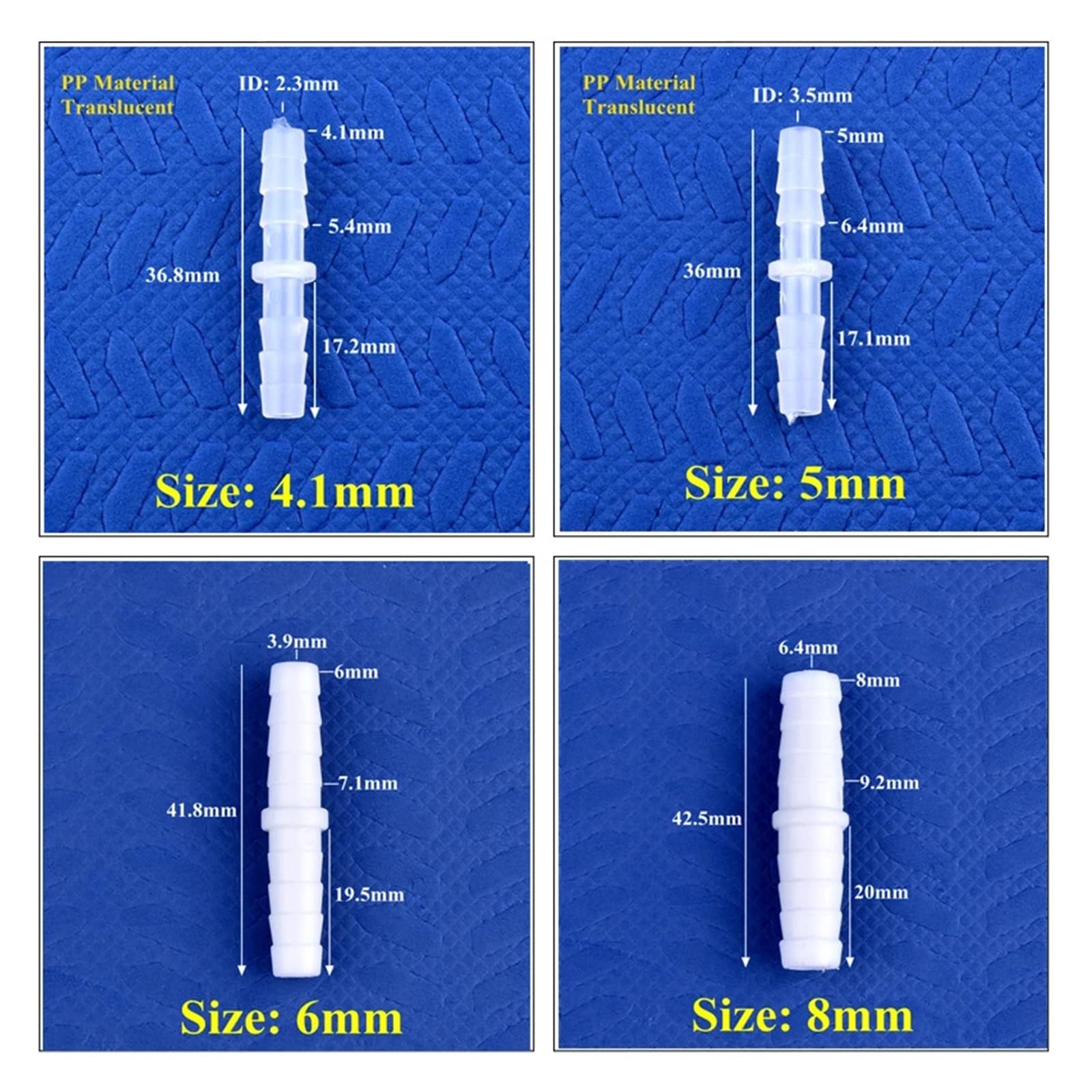 5~200 piezas de 4~14mm de plástico de igual diámetro conector directo acuario pecera bomba de aire manguera accesorios de tubería de agua(6-6mm PE,200 Pieces)