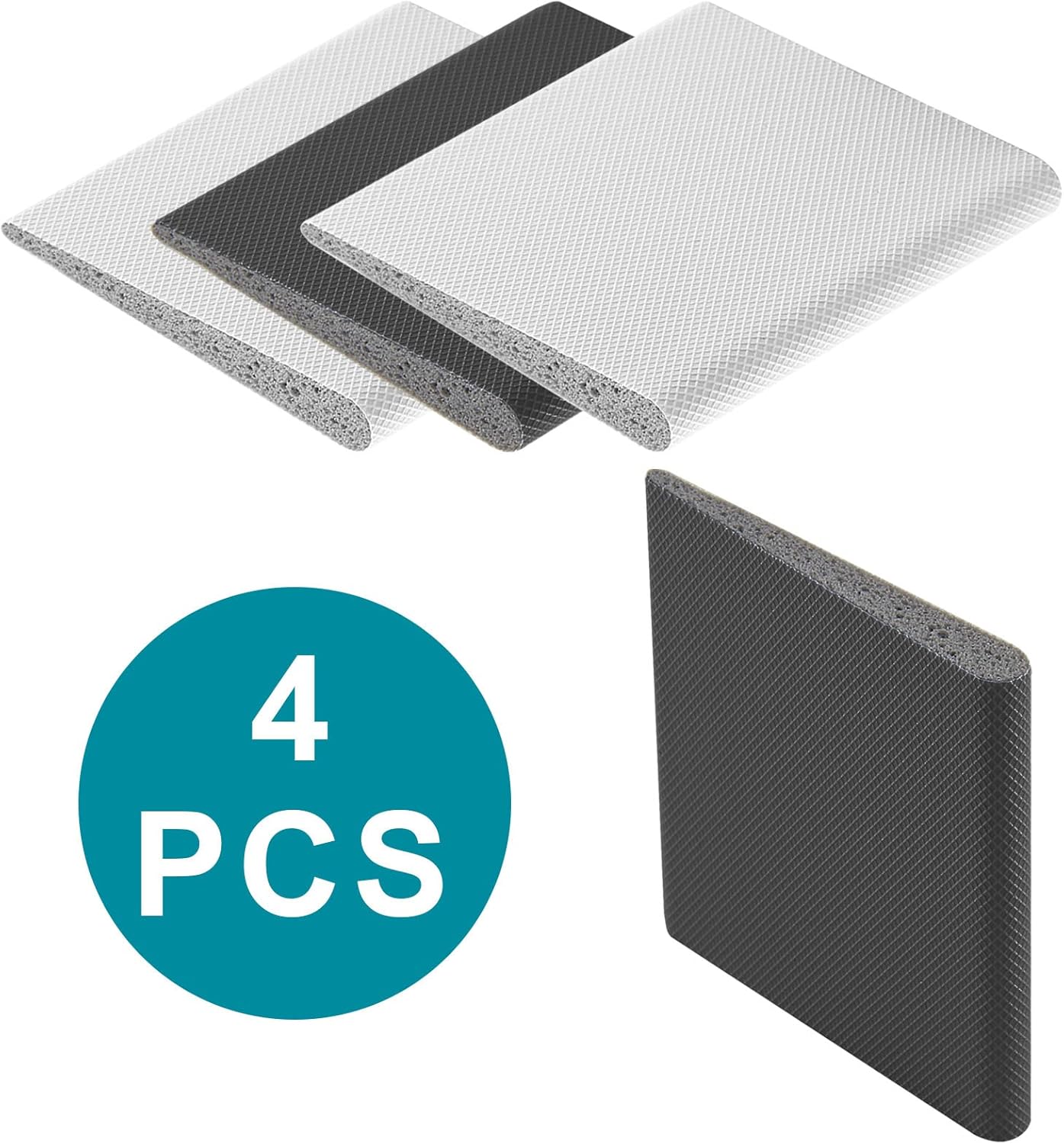 4 Pcs Door Corner Seals, Exterior Door Jamb Frame Seal, Self-Adhesive Wedge Draft Stoppers Foam Pads for Weather Stripping Noise Isolating (White & Black)