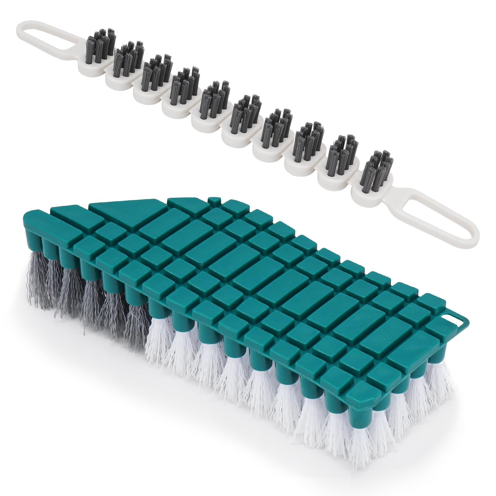 Crevice Cleaning Brush, Hard Bristle Grout Brush Gap Cleaner Tool for Tight Groove Spaces, Kitchen, Bathroom, Sliding Shower Door, Faucets Corners, Tiles, Sink and Windows Track (Green+White)