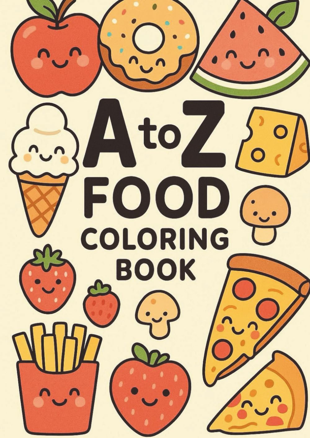 A〜Z 食べ物塗り絵ブック: かわいいイラストでアルファベットを楽しく学ぼう！2〜9歳向け
