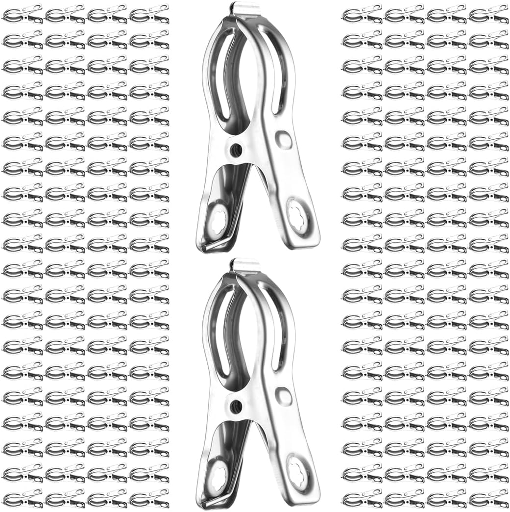 Steel Greenhouse Clamps, Strong Grip Rust-Free Clamps, 160 Pcs 2.36In Garden Clips, Plant Netting Heavy Duty Clips, Clothes Windproof Pins for Holding Underwears, Stocks, Towels