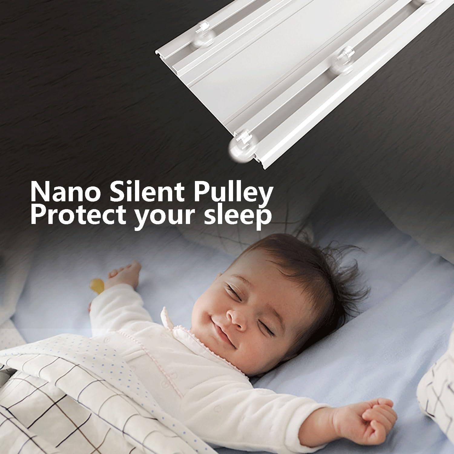 Ultra-Thin Ceiling Track System for Room Divider Curtains - Silent Double Rod, Easy Install, 2.2m (7.2ft) Invisible Curtain Track for Living Room & Bedroom - White