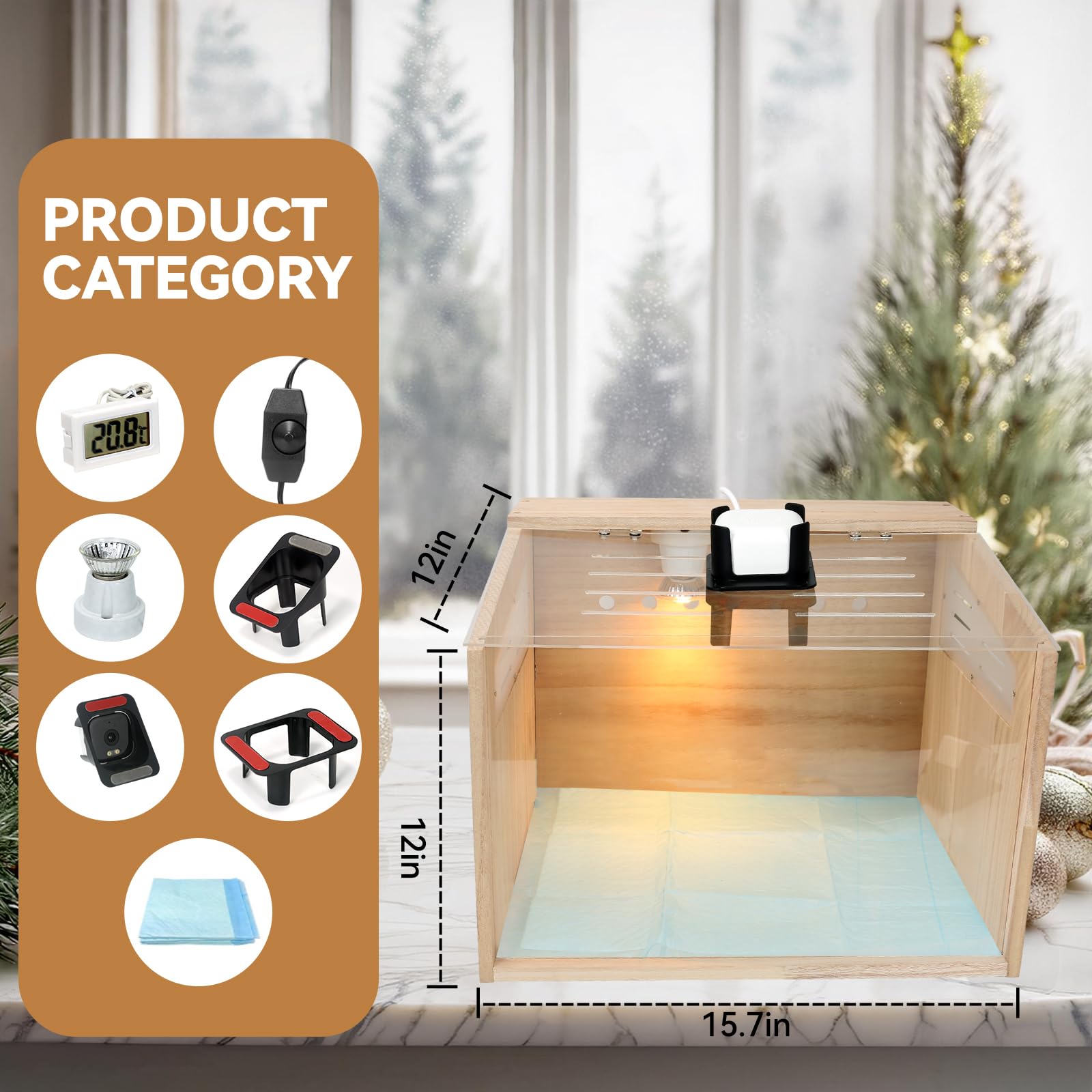 Caja de cría de pollos con cámara: cámara de observación de pollos HD 5G de 2.5 K, control de temperatura ajustable para pollitos pequeños, patos, codornices, regalo ideal de Navidad (15.7