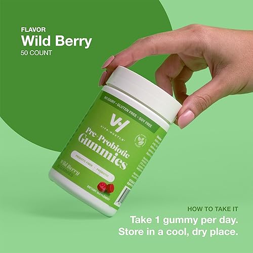 Miniatura 9 de VitaHustle Gomitas probióticas + prebióticos de Kevin Hart con fibra de inulina de raíz de achicoria, bajo en azúcar, inmunidad, digestión, salud