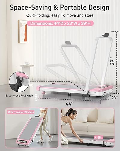 Miniatura 6 de Caminadora plegable con 10% de inclinación, actualizada 3.5HP de bajo ruido, caminadora Walking Pad con barra de agarre, Trisomy 4 en 1 caminadoras