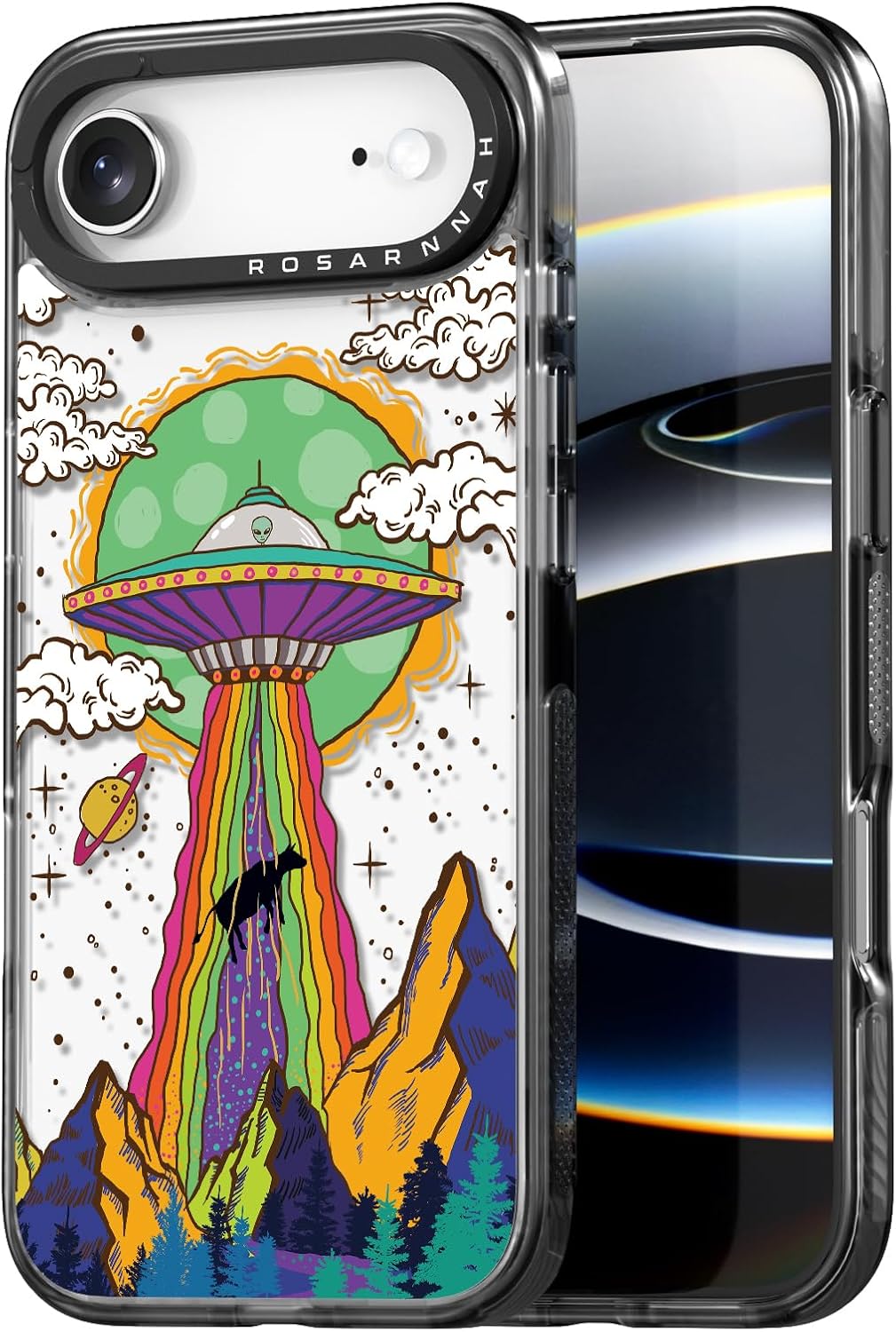 Rosarnnah for iPhone Air Case Cute - Durable Shockproof 6.6 ft Drop Impact Phone Case - Funny UFO Design for iPhone 17 Air (6.5") Black