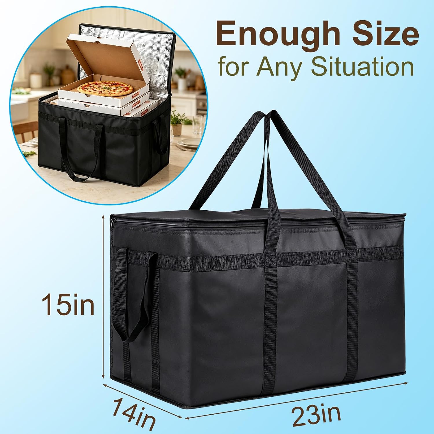 JNYONG 2-Pack Insulated Food Delivery Bag,XXXL-Pizza Delivery Bags image 2