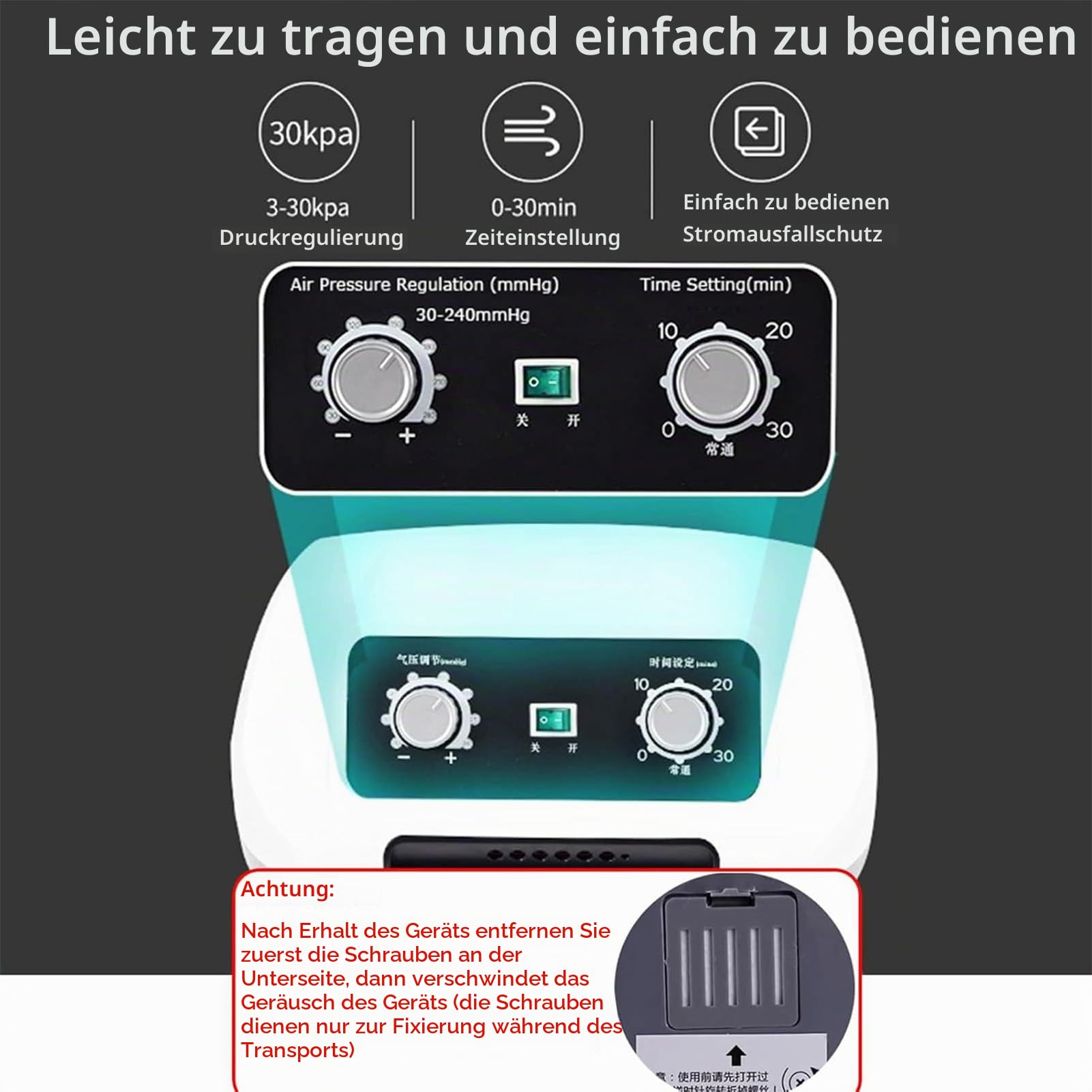 Lymphdrainage Gerät Beine Bei Lipödem, Venen Massagegerät Mit Timer-Funktion, Beinmassagegerät Mit 6 Luftkammern Einstellbarer Druck, Ideal Bei Lipödem, Wassereinlagerungen Und Schwellungen