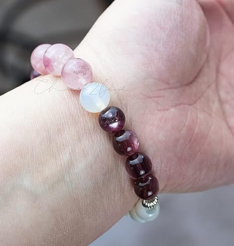 Miniatura 7 de Pulsera curativa de cristal natural con piedras preciosas, cuarzo rutilado, piedra lunar, cuarzo hecho a mano, pulsera de diseño original