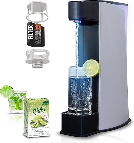 Carbon8 Máquina para hacer agua gasificada, Máquina de corriente de soda casera, carbonatador de CO2 atornillado, Mineralizador de agua de encimera,