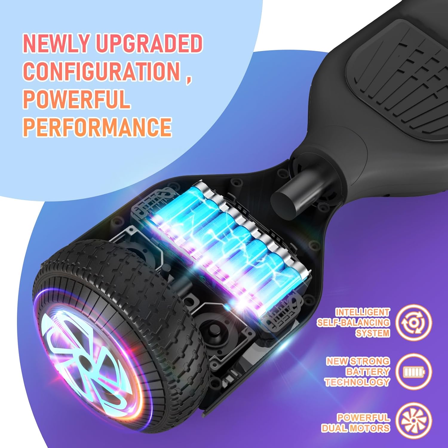 LIEAGLE Scooter, Self Balancing Scooter with Bluetooth Speaker LED Lights Wheels,Dual 300w Motors, 7.5 mph Max Speed & 8.5 Miles Max Range, for Kids, Boys, Gilrls, Adults, for All Ages
