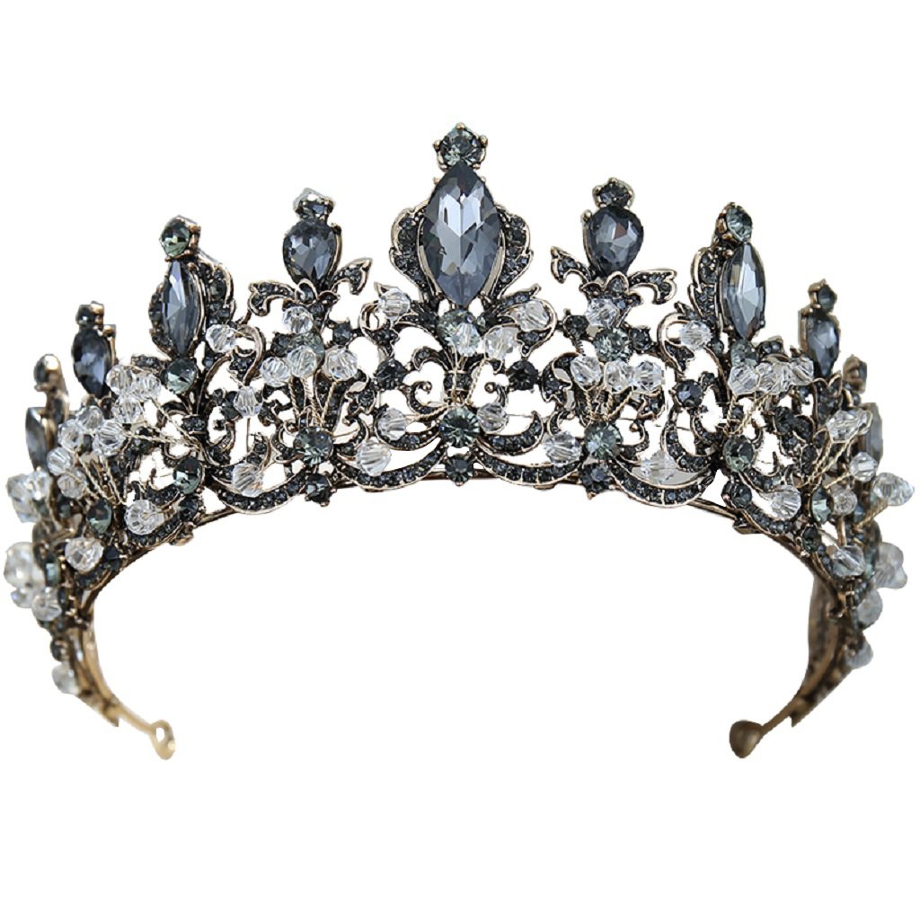 Vintage Headband Rhinestone Crystal Crown Bridal Tiara for Women and Girls Retro Gold 1