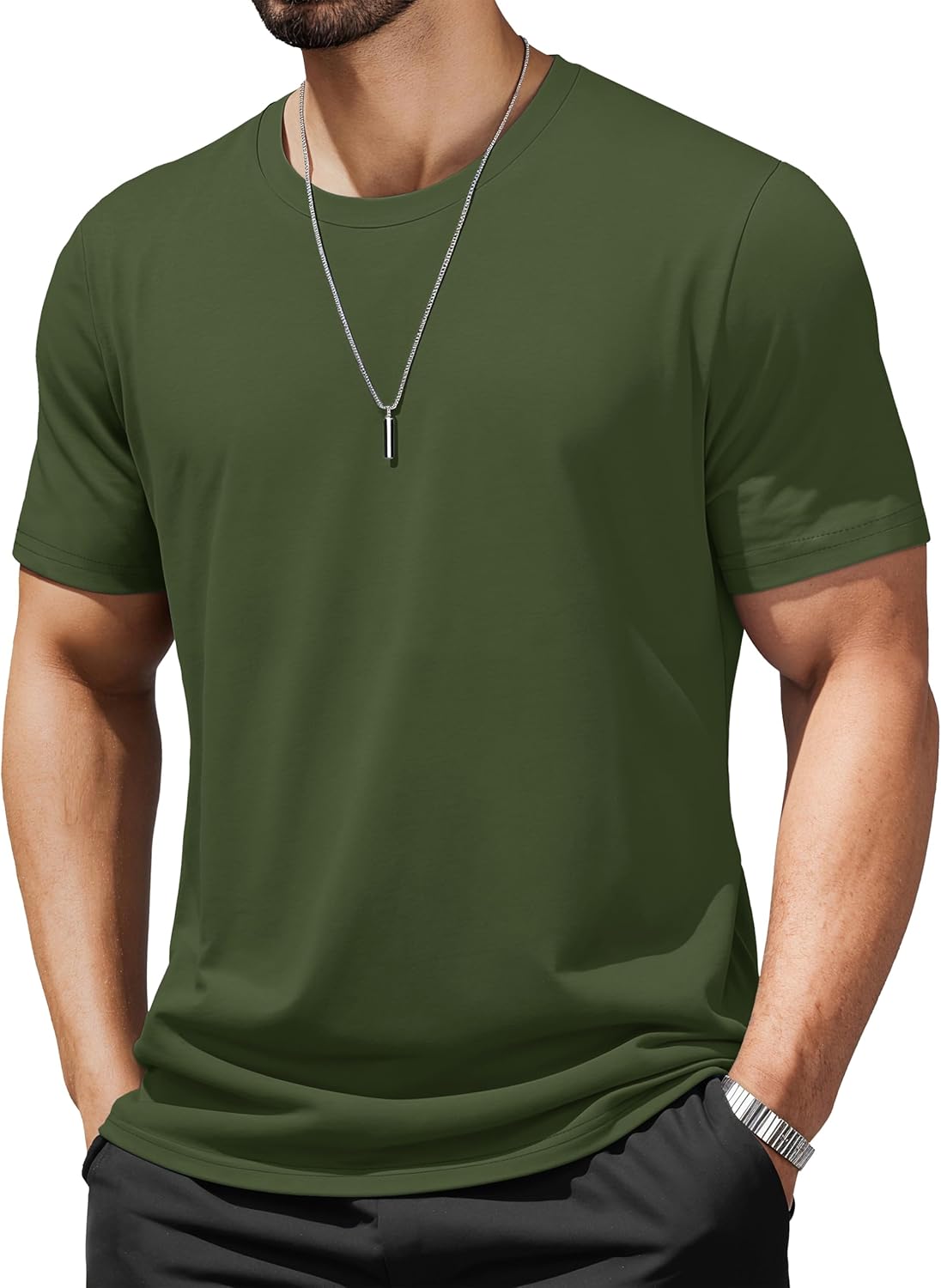 MAGCOMSEN Mens T-Shirts UPF 50+ Cooling Short Sleeve Shirts Cotton Lightweight Moisture Wicking Soft Casual Summer Tees