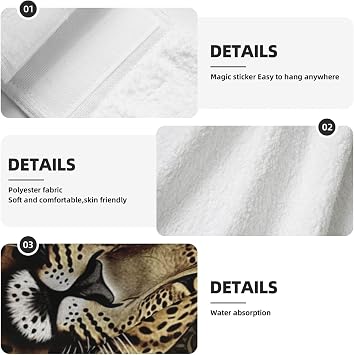 Hanging Hand Towel Soft Absorbent Bath Towel Kitchen Dish Towels with Hanging Loop Fast Drying Tie Towels for Bathroom Kitchen Home Decor Patterned Leopard Head