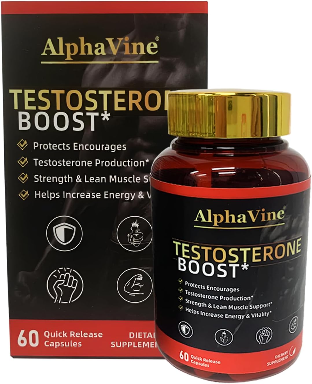 Testosterone Booster for Men, Horny Goat Weed, Tongkat Ali and Saw Palmetto, 60 Capsules