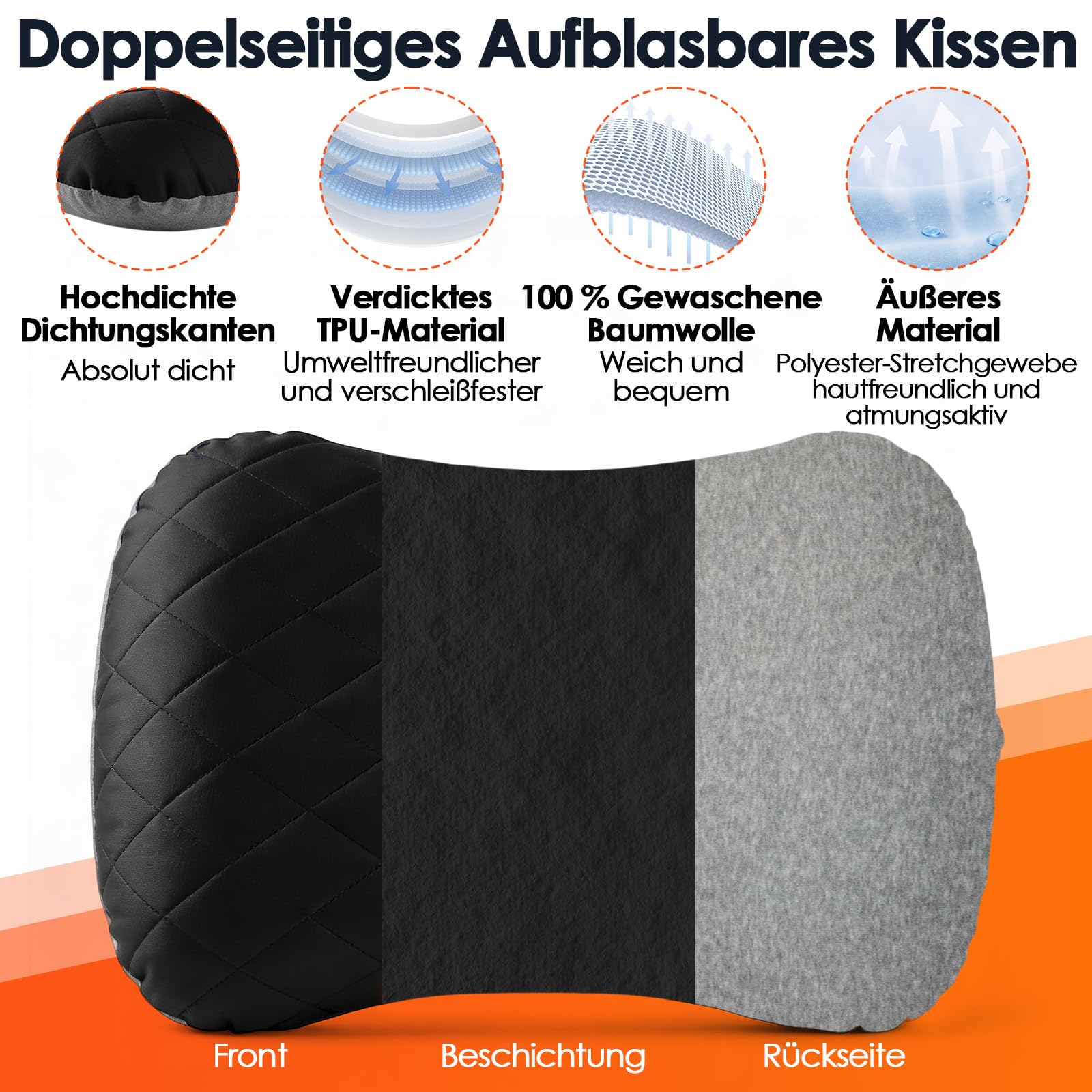 Aufblasbares Nackenkissen mit Schaumstoff für Reise und Camping