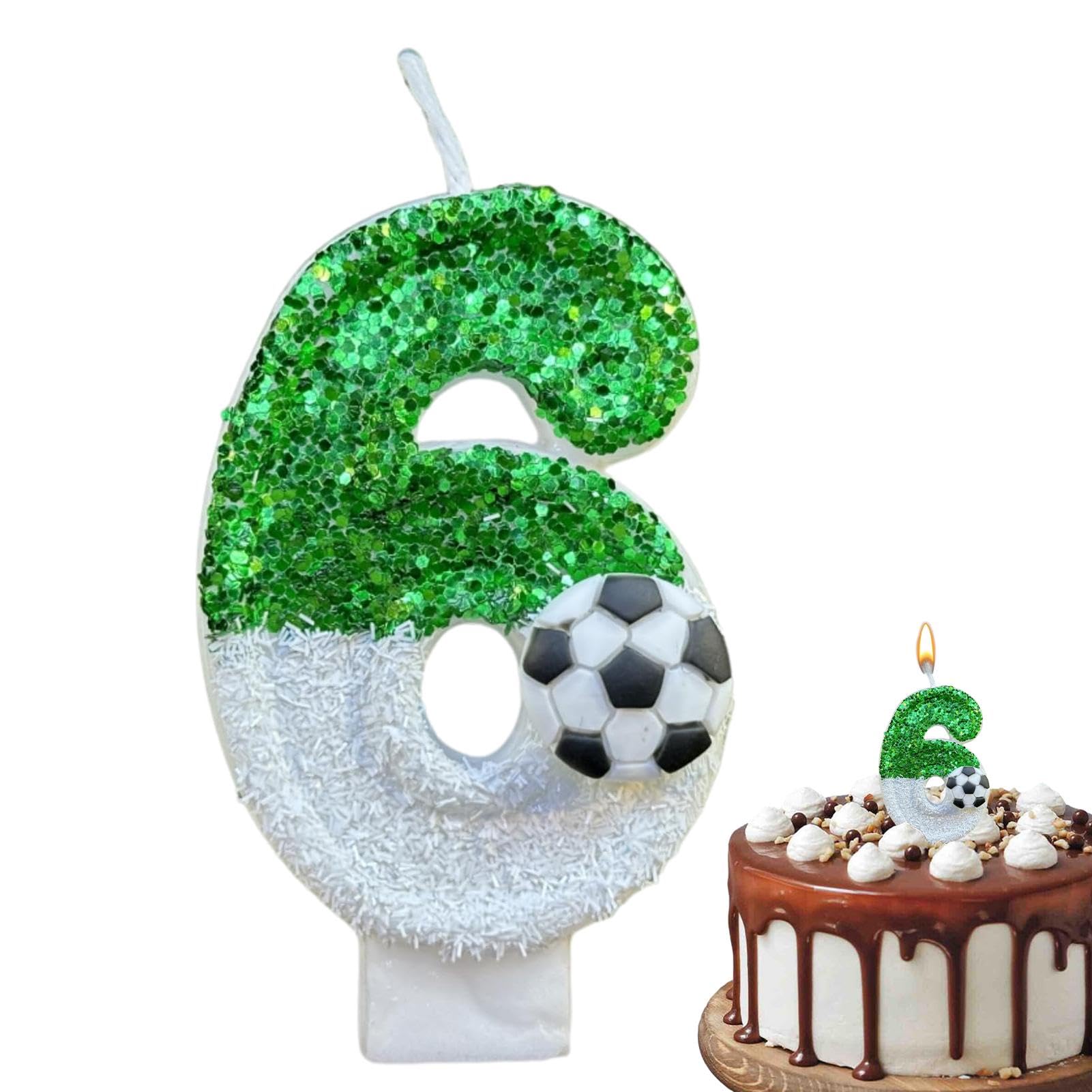 Teksome Soccer Candle - Soccer Cake Topper, Glitter Football Number Candles Decorations, Creative Cake Decoration for, Wedding, Anniversary