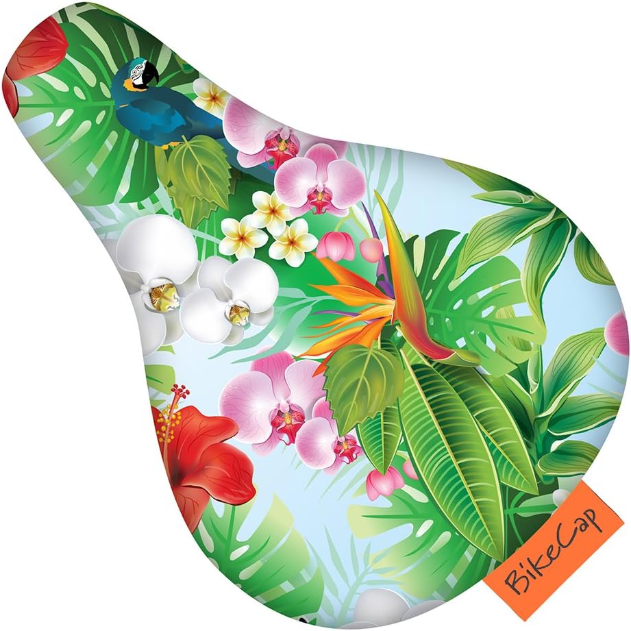 BikeCap Kids Tropical Flower Bike Seat Cover, Green, Small