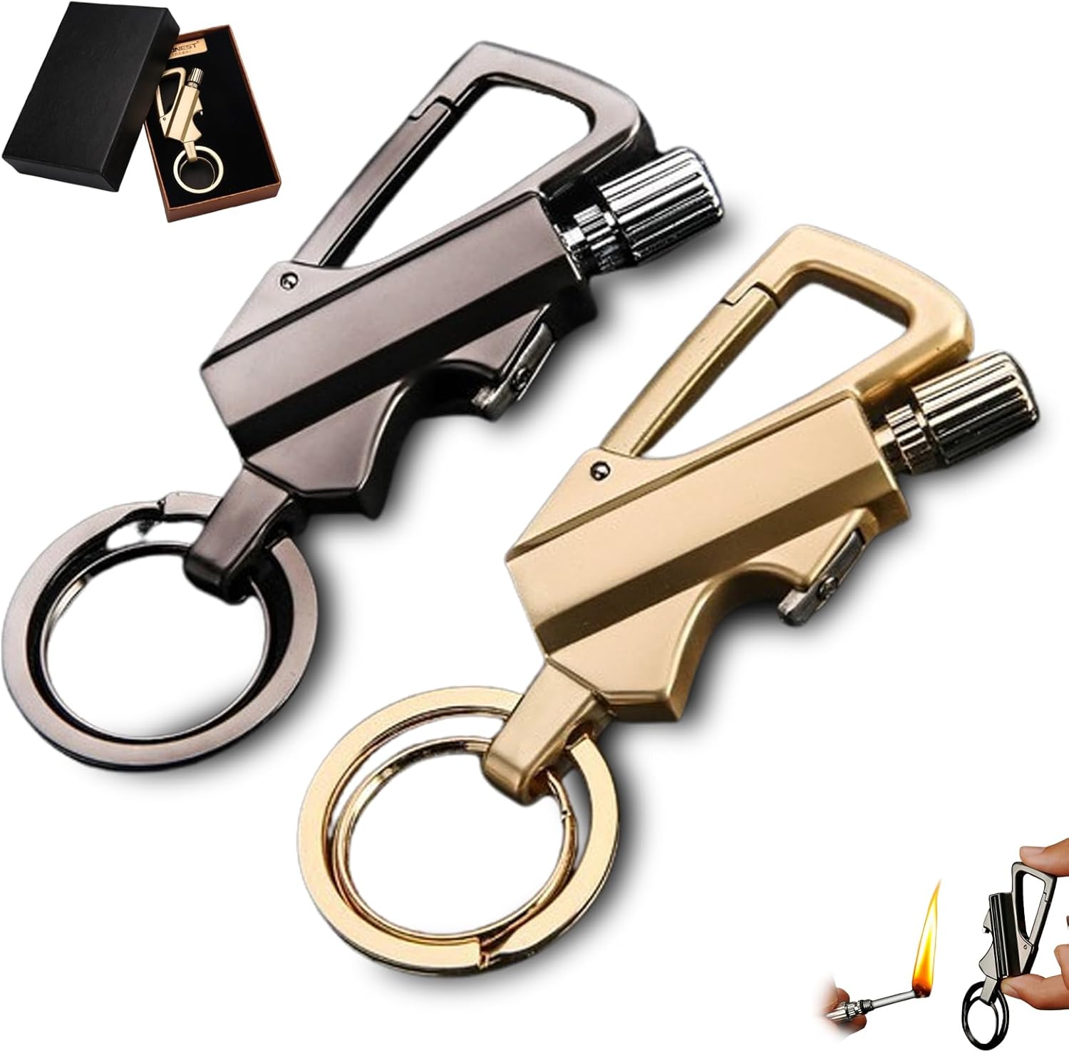 Permanent Match Infinity Lighter, Waterproof Key Chain Lighter Match, Reusable Keychain Lighter Match Strike with Bottle Opener (C-2PCS)