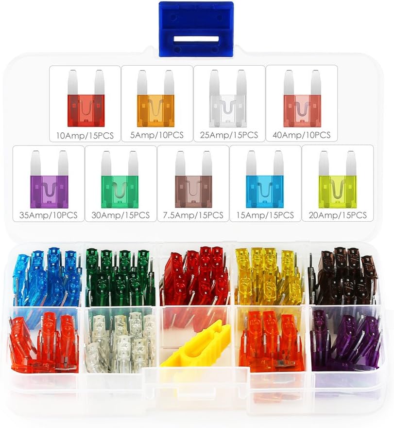 SNAN Car Fuse 120PCS Assorted Mini Blade Car Fuse Automotive Replacement Fuse Puller Included