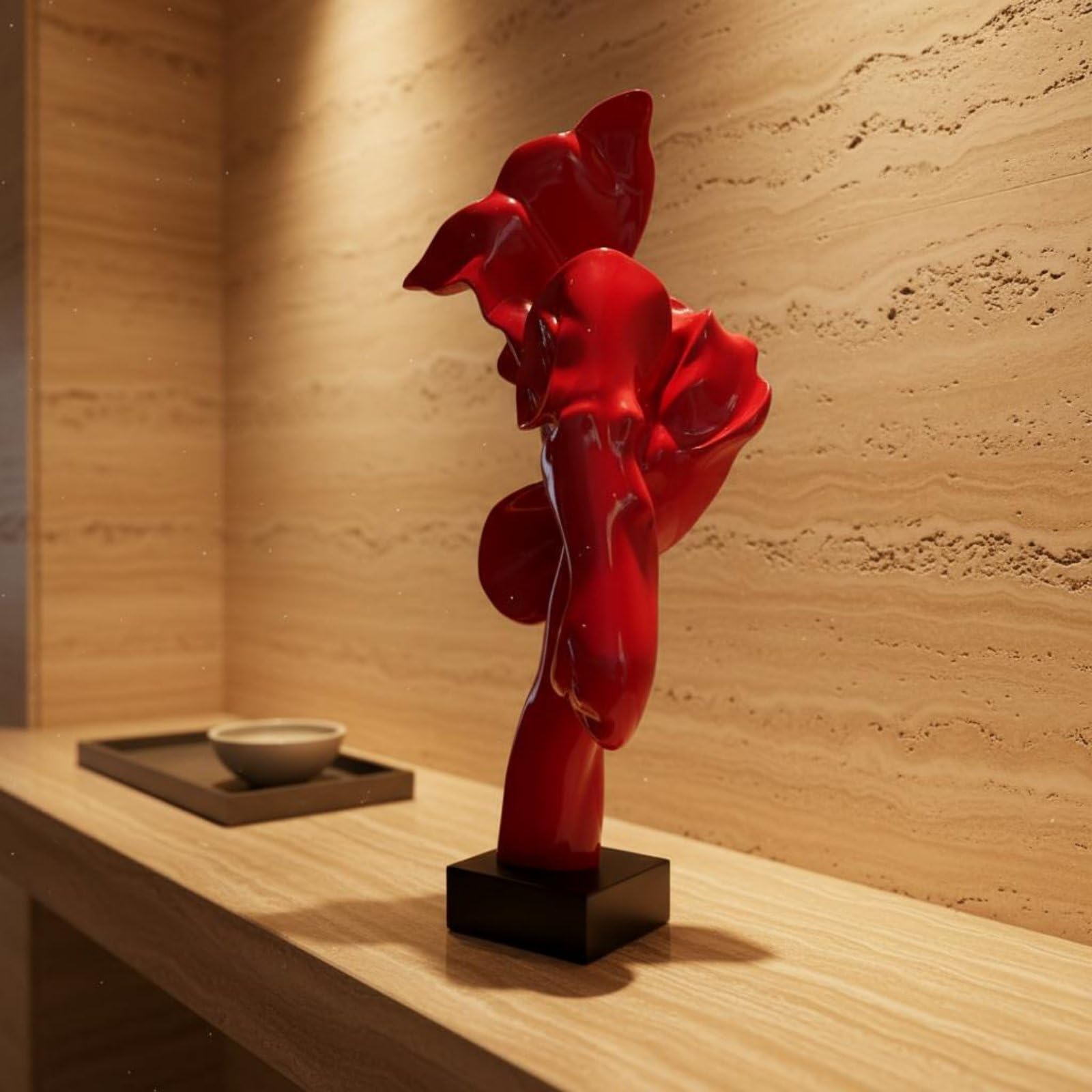 Baoblaze Escultura Arte Escultura Moderna Figura Ornamento Geométrico Estatuilla en Resina con Estructura Equilibrada y Acabado Suave Adecuada para Mostradores, Rojo