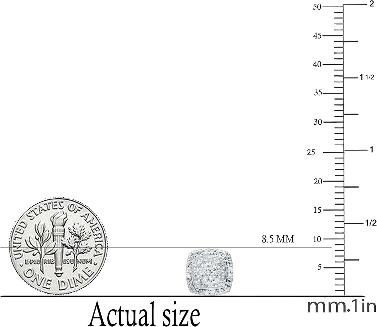 Dazzlingrock Collection 0.10 Ctw Round White Natural Diamond Women Cluster Style Stud Earrings 1/10 CT, in Real Solid Gold & 925 Sterling Silver