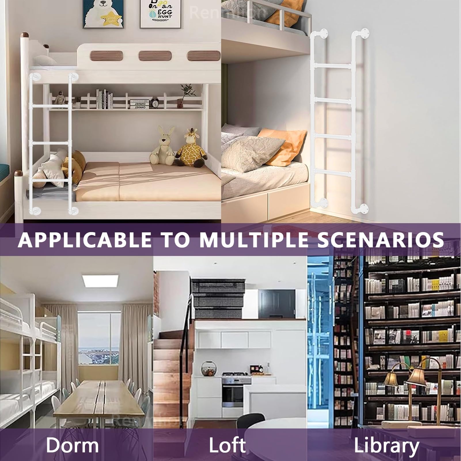 Escalera de Emergencia Resistente para Huecos de Ventanas, Escalera de Metal Blanca de 1,2 m, 1,5 m, 1,8 m, 2,1 m y 2,4 m, para emergencias en Caso de Incendio, montada en la Pared, para par