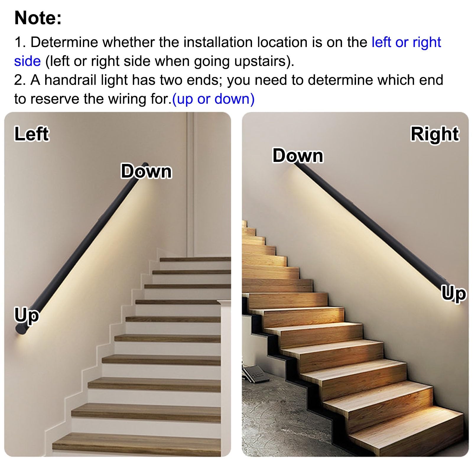 Tira de luz LED con sensor de movimiento de 3 a 20 pies, luces cortables para escaleras y barandillas, iluminación nocturna segura, fácil instalación, solución de seguridad para el hogar (izquierda