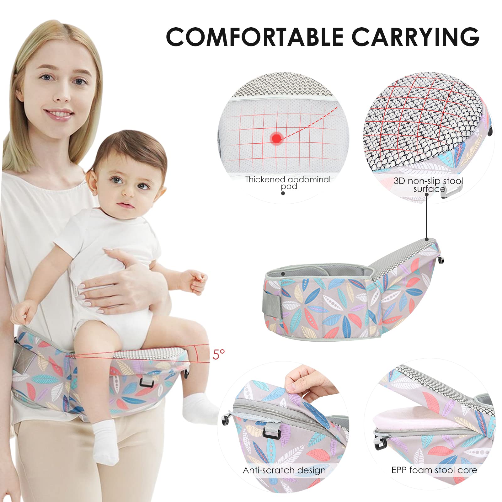SONARIN Multifunctionele draagzak met heupzitje, ergonomische SONARIN Multifunctionele draagzak met heupzitje, ergonomische