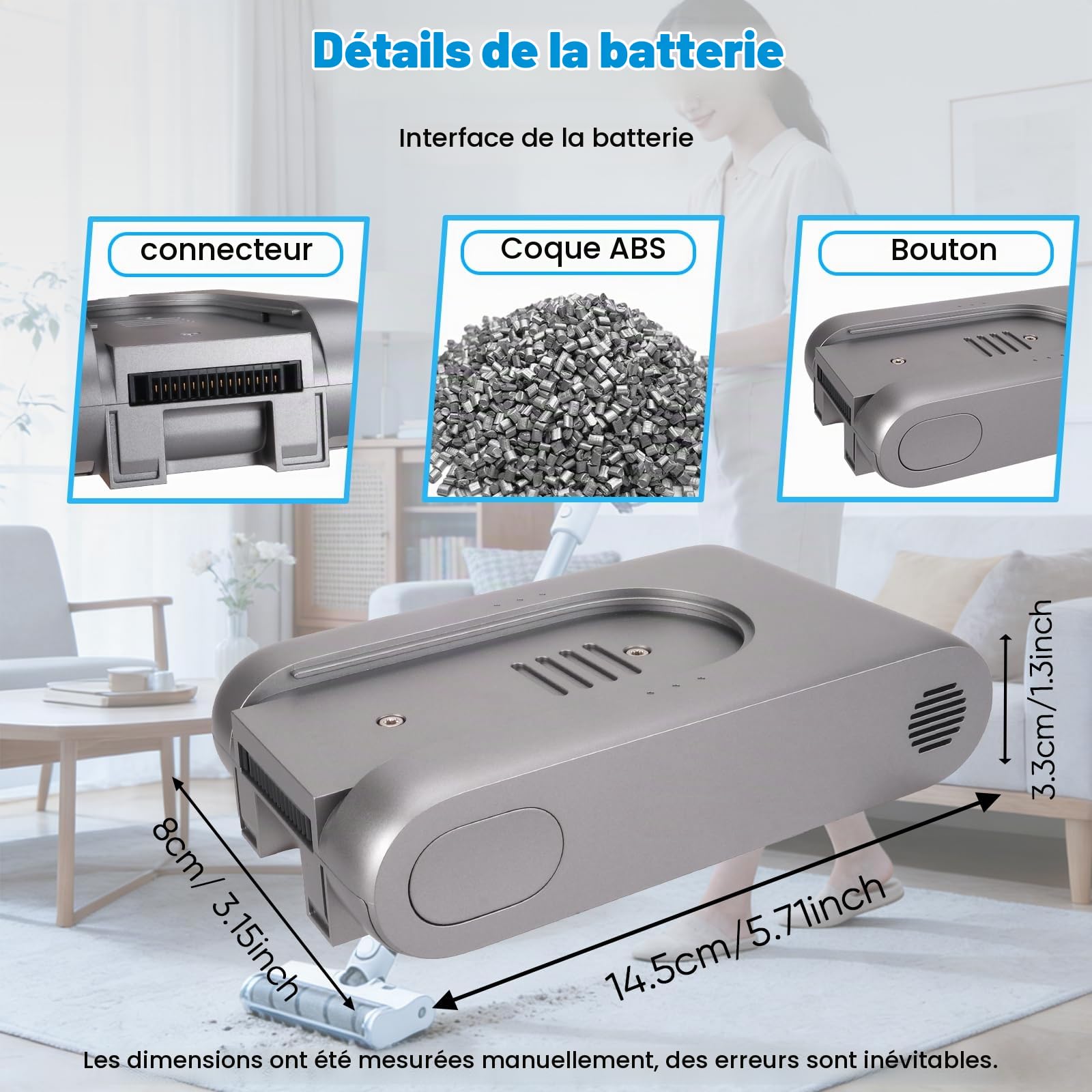 3500mAh Batterie Compatible avec Xiao mi G9, G10 Aspirateurs Compatible avec Dreame R10 T10 T20 Aspirateurs P2046-7S1P-BCB P2046-7S1P-BCA V2209-7S1P-BCB P2032-7S1P-BWA