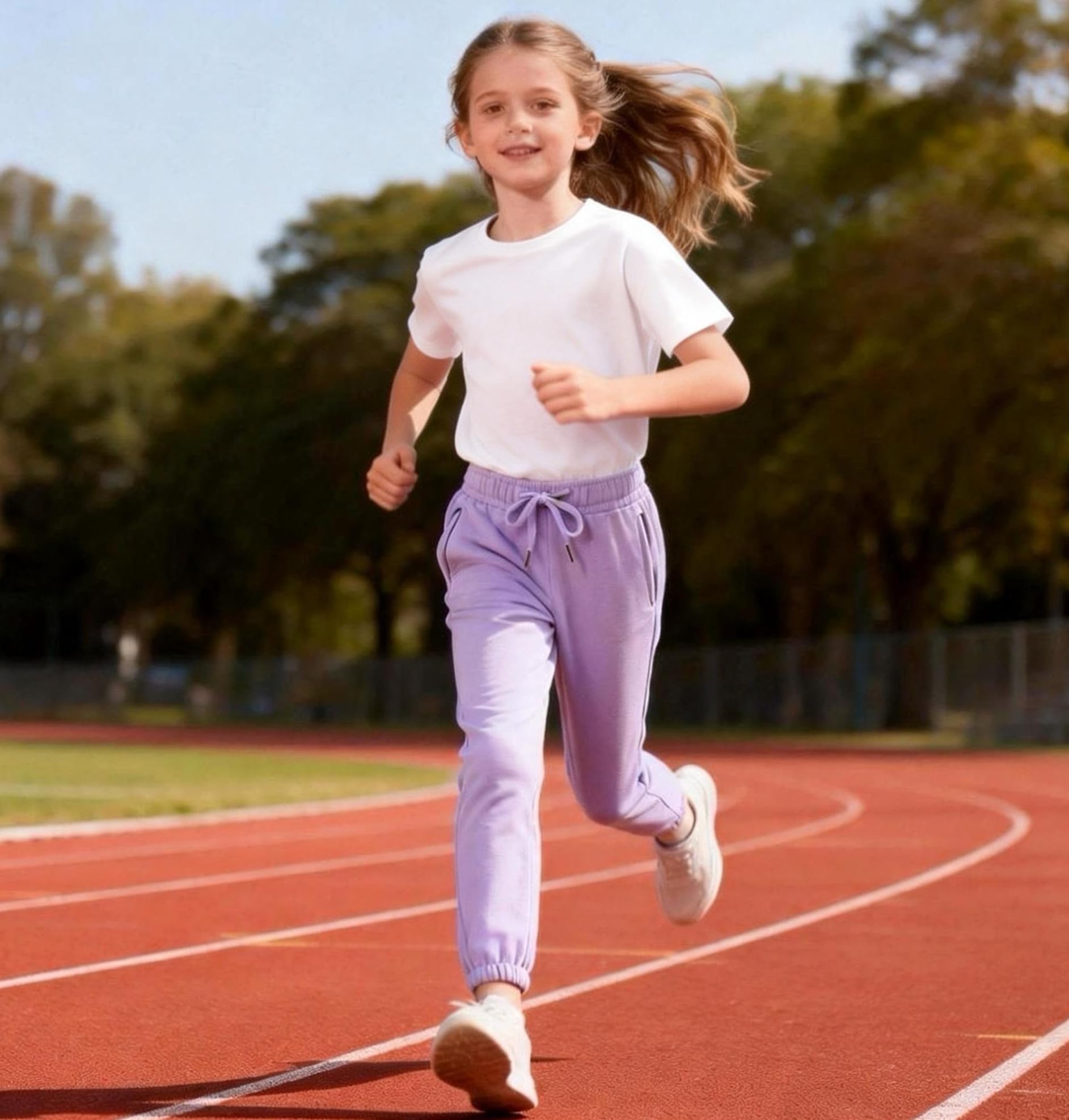 Pantaloni sportivi da ragazza con coulisse elastica pantaloni da jogging per bambini pantaloni casual tinta unita con tasche 4-14 anni