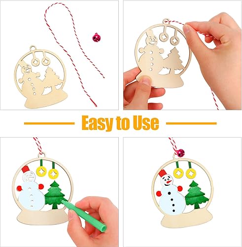 Miniatura 7 de DERAYEE 100 piezas de adornos de estrellas de madera sin terminar, piezas de madera en blanco recortadas de varios tamaños para Navidad, bodas,