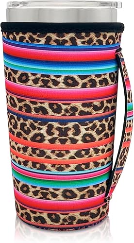 Mangas aisladas de neopreno con asa para vasos de 20 onzas, funda reutilizable para café helado para tazas de café de 30 a 32 onzas (arco
