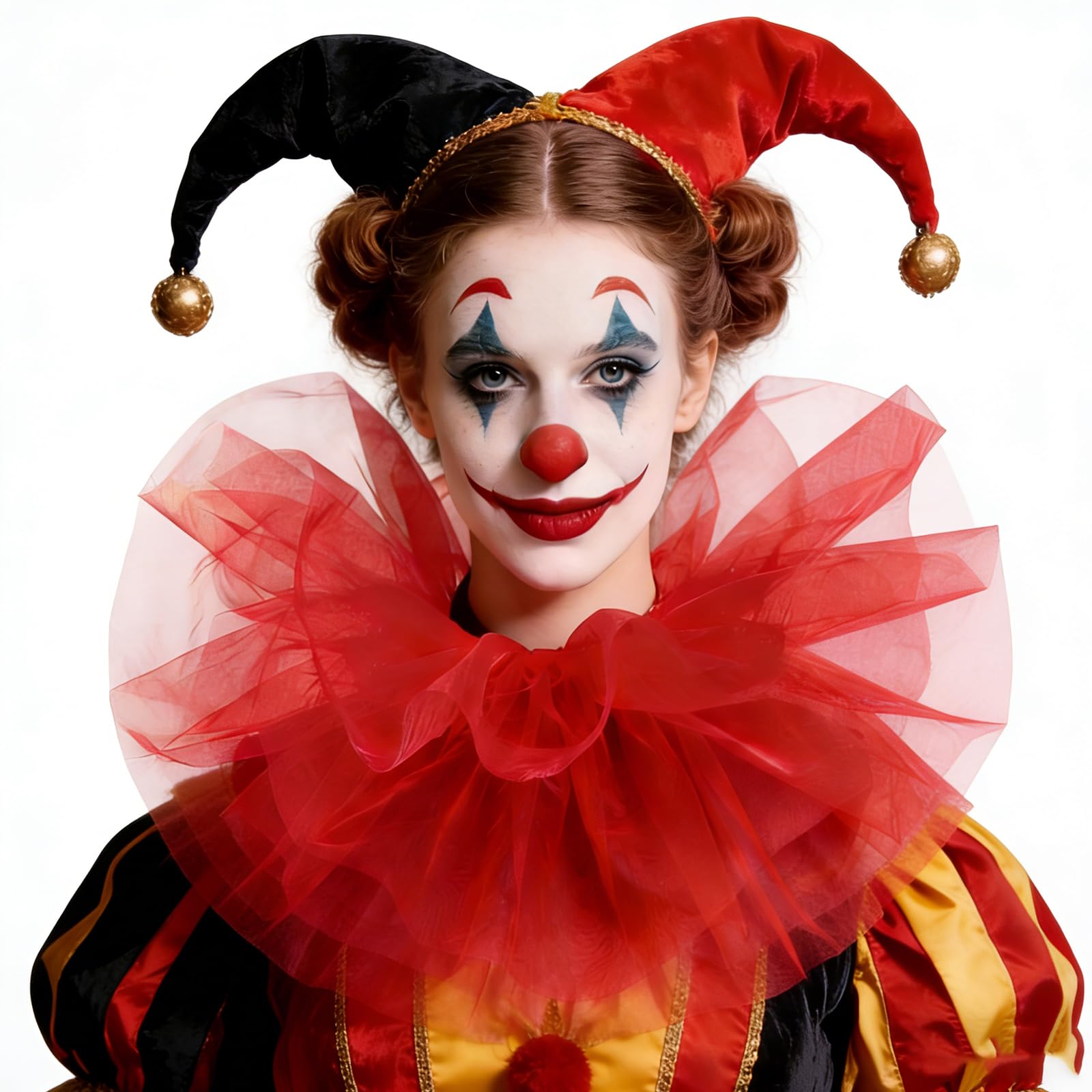 Spinosaurus Clown Collar Mesh Clown Neck Ruffle Jester Collar Clown Costume Accessories Women Victorian Renaissance Layered Mesh Collar for Halloween Dress up (Red)