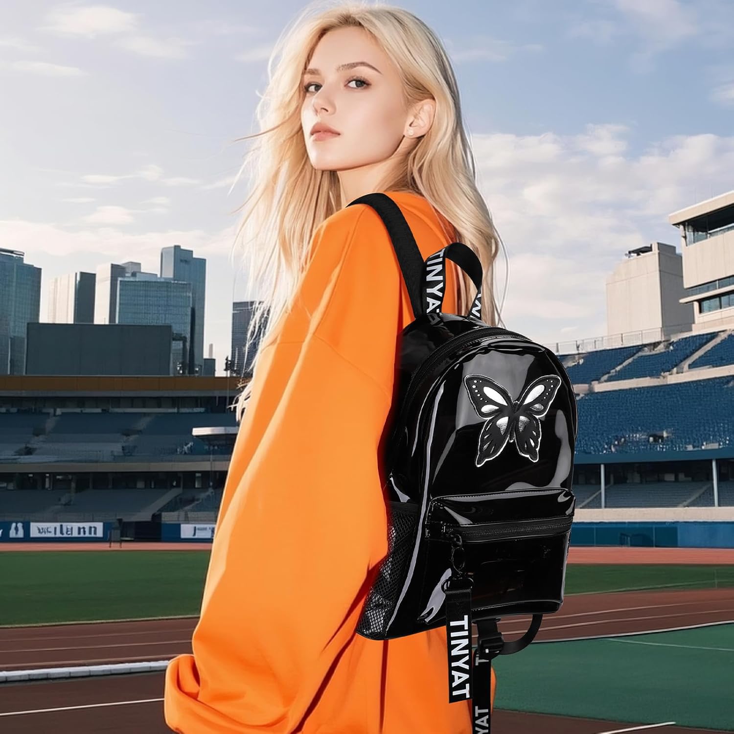 TINYAT Small Clear backpack for Women See Through Clear Bag Cute Transparent Backpack for Work, Concerts, Sports, Travel - Image 8