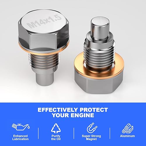 Miniatura 4 de Tapón de drenaje de aceite M14 x 0.059 pulgadas, tapón de drenaje magnético de sumidero, tapón de drenaje de acero inoxidable para Ford Honda,