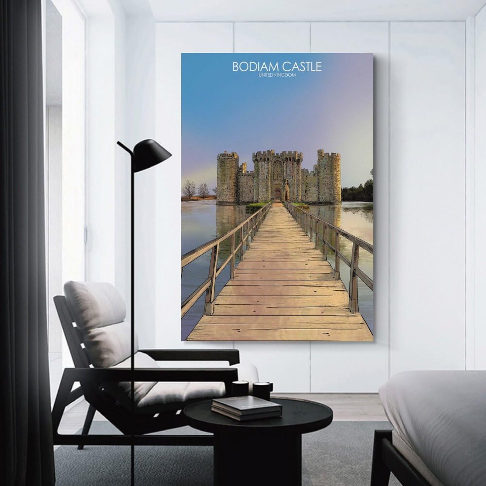 Junmoney Unframe-Bodiam Castle In The Uk Wall Art Print Bodiam Castle In The Uk, 24X36inch(60X90cm), For Picture Wall Styling In Lounge Or Bedroom, Wall Decor Suited To Curated Displays