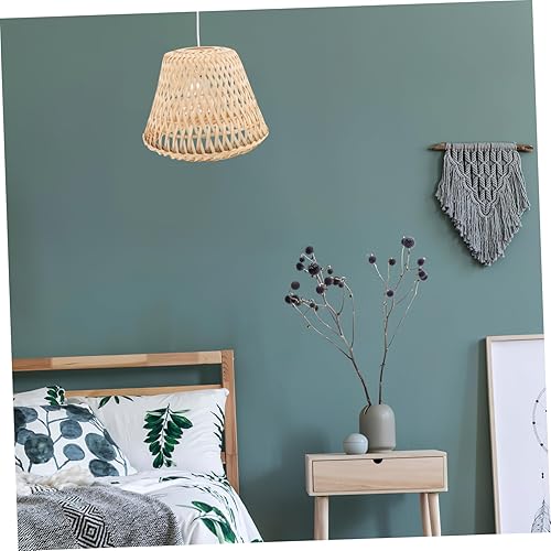 Miniatura 3 de ABOOFAN Pantalla de bambú Iluminación tejida Cubierta de araña de ratán Sombras Lámpara colgante de bambú Cubierta de ventilador de techo Pantalla