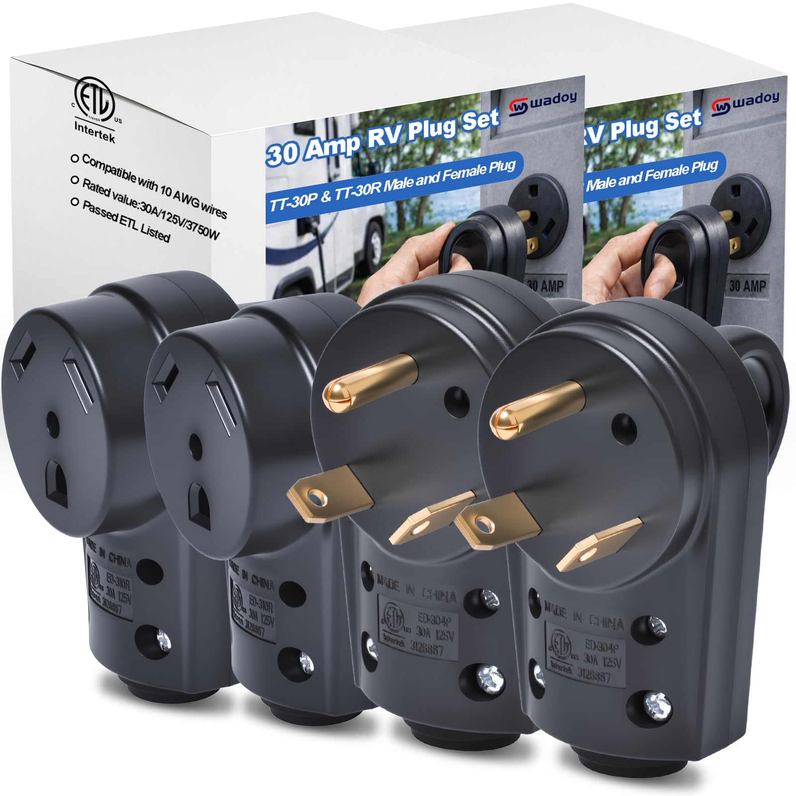 Snapklik.com : 30 Amp RV Plug Male And Female Set, 2 Sets TT-30P/30R ...