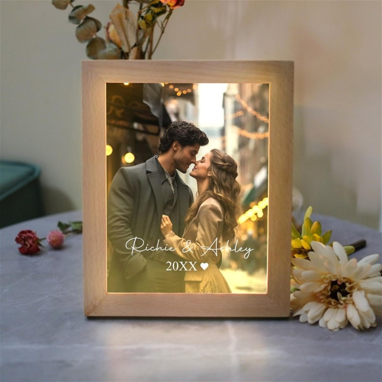 Cadre photo LED pour veilleuse personnalisée en acrylique