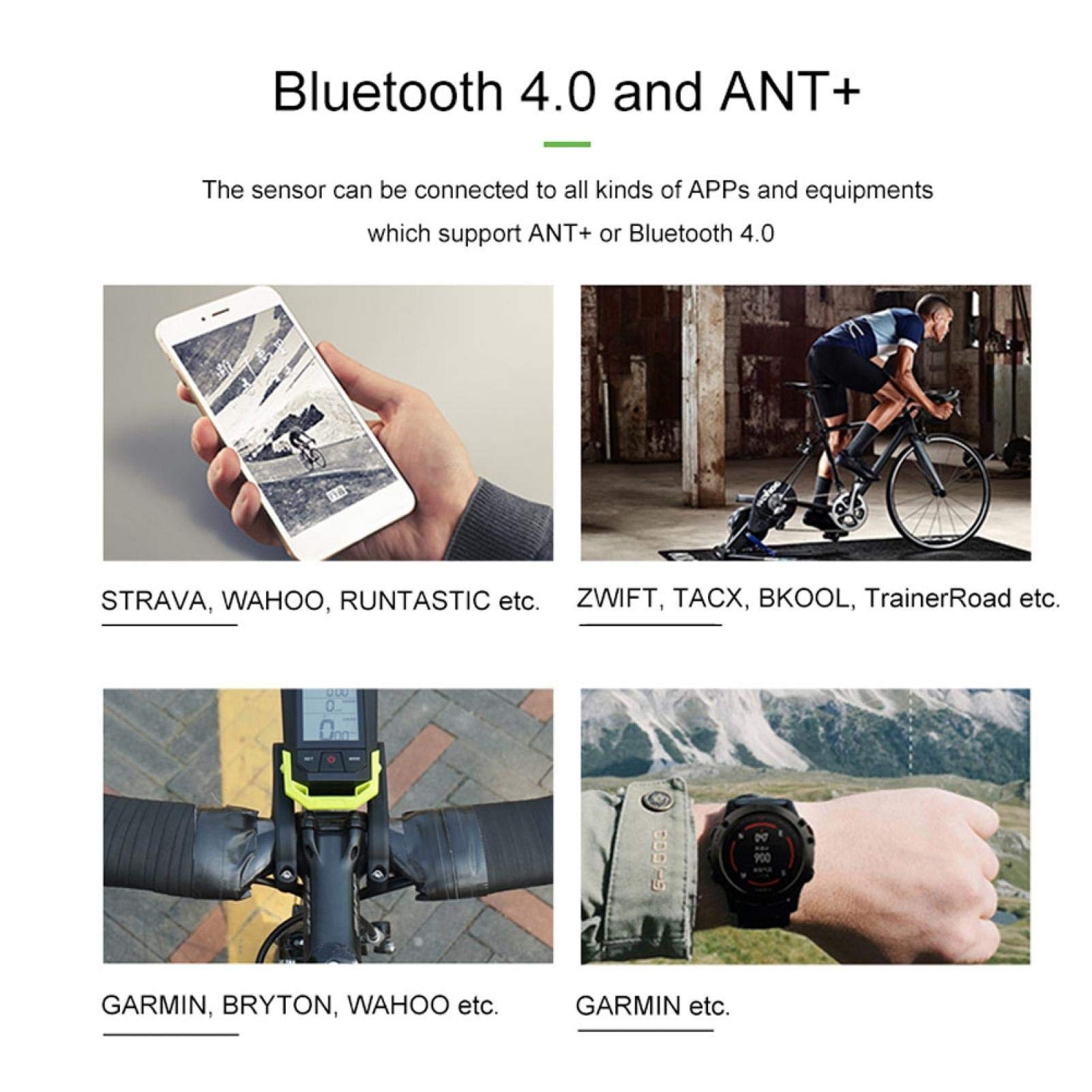 Rowerowy czujnik rytmu, Rowerowy czujnik rytmu, Wodoodporny licznik rowerowy Bezprzewodowy czujnik rytmu prędkości Bluetooth Zestaw akcesorium rowerowe