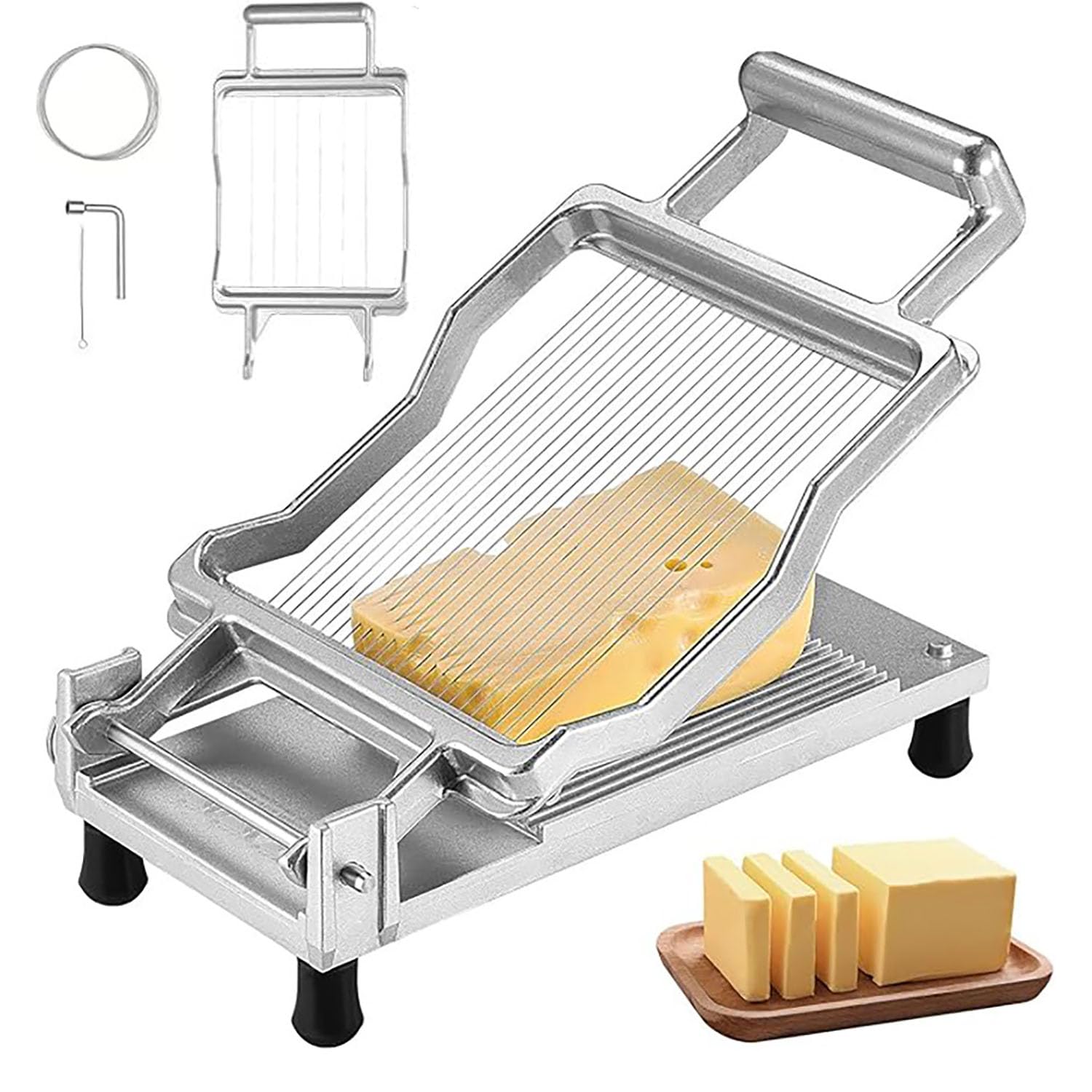 Kommerzieller Käsehobel – Abnehmbarer Butterschneider mit Doppelklingen für gleichmäßige und saubere Scheiben – ideal für Küchen, Käse, Butter, Toast und Mittagessen Fleisch