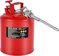 VEVOR 5 Gallon Type II Safety Can - Red Metal Gas Can with Flame Arrester, Self-Closing Lid & Flexible Spout for Flammable Liquids