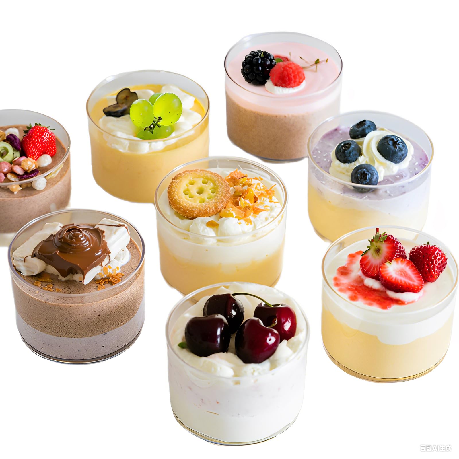BSLVV Dessert Glasses, 8Pcs Clear Glass Pudding Cups Mini Juice Drink Cup Candle Holders Drinking Cups High Temperature Resistant for Dessert Ice Cream Beverage