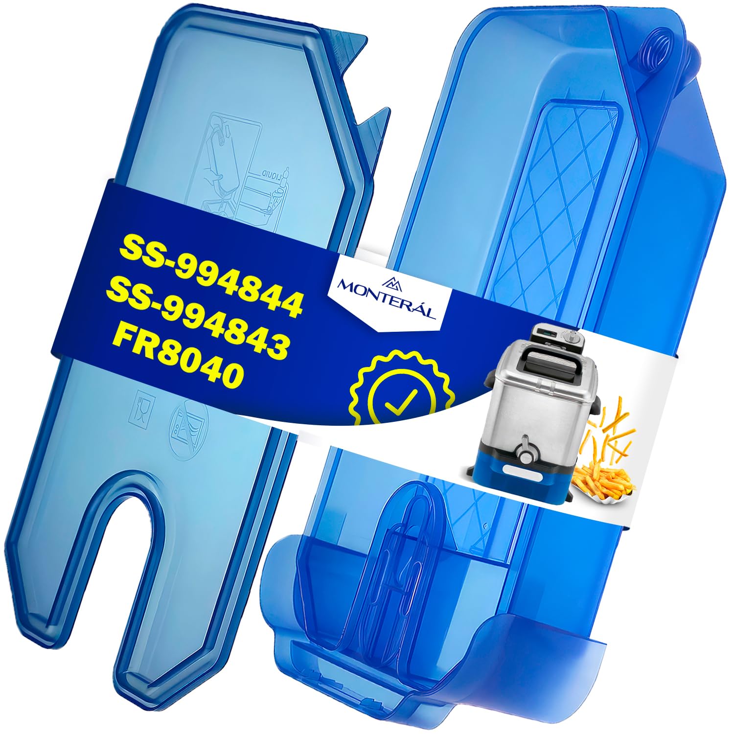Friteuse Inox Kit Bac Huile Couvercle Rechange Friteuse Tefal FR8040 Oleoclean Pro - VIOKS - SS-994844/SS-994843 Pièce Rechange Friteuse Fr8040