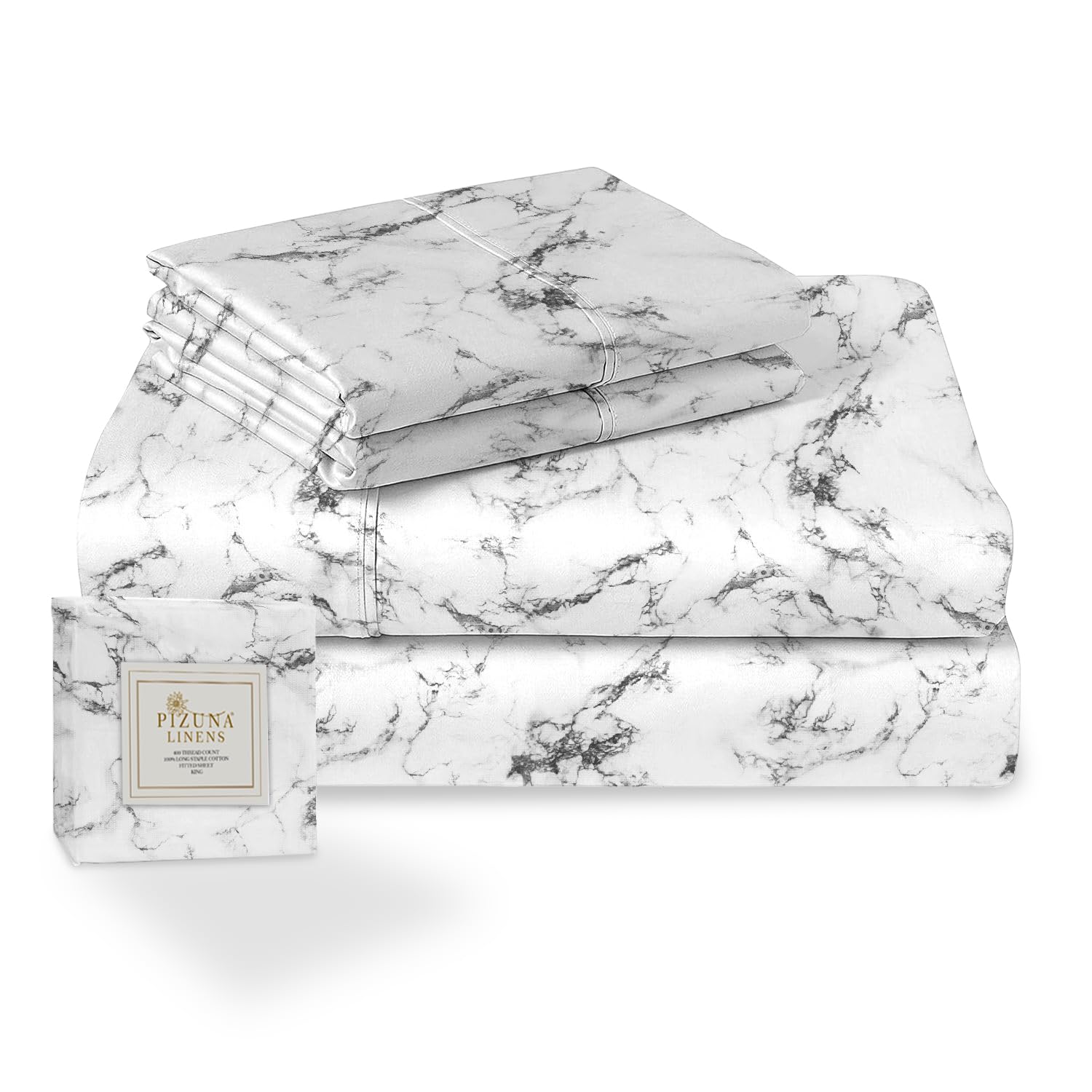 Pizuna Cotton Marble White Printed Bedding Sets Super King 400 Thread Count โ image 1